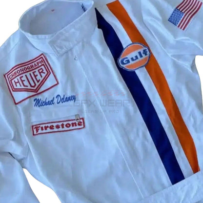 1971 Michael Delaney (Steve McQueen) F1 The LeMans Movie Racing Suit Team Porsche/Gulf
