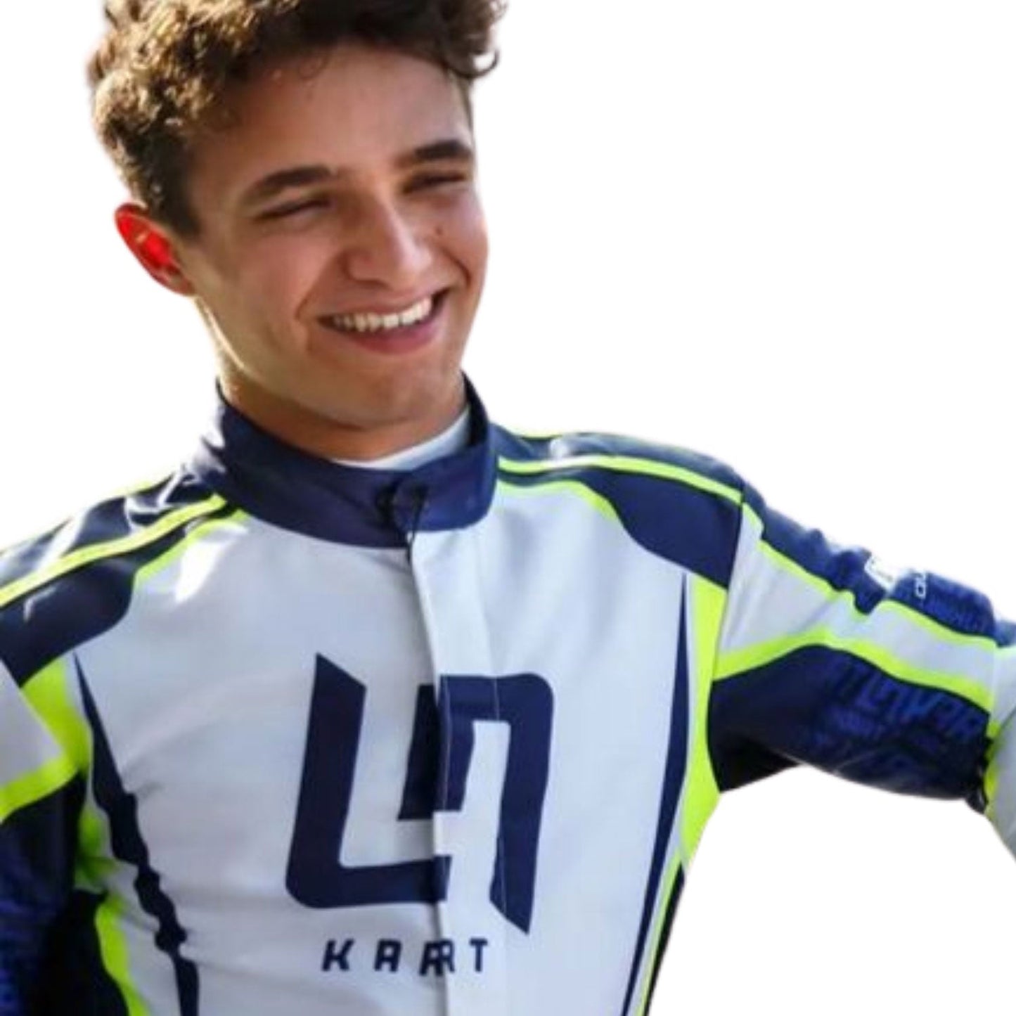 Lando Smiles Wearing 2022 OMP Overall LN Kart Racing Suit
