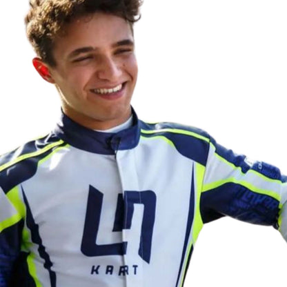 Lando Smiles Wearing 2022 OMP Overall LN Kart Racing Suit