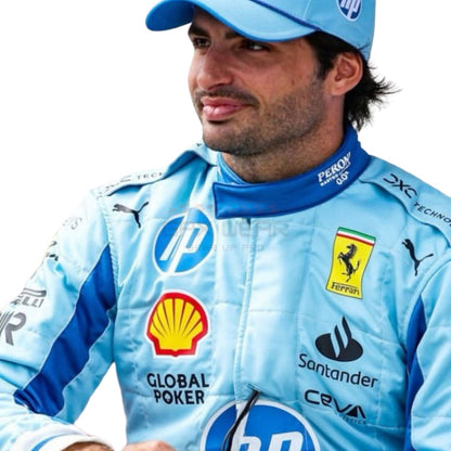 2024 Carlos Sainz Jr Miami Grand Prix F1 Racing Suit Team Ferrari