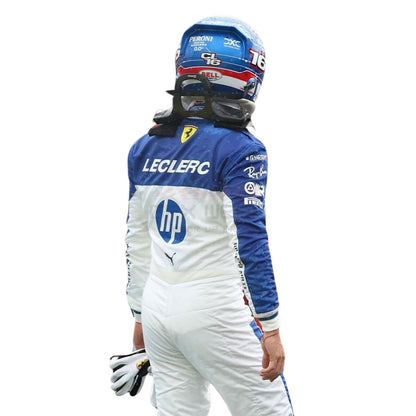 Back View of 2025 Charles Leclerc Miami GP F1 Racing Suit Team Ferrari