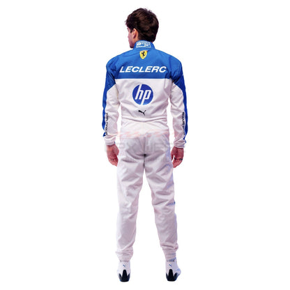 Full Back View of 2025 Charles Leclerc wearing Miami GP F1 Racing Suit Team Ferrari