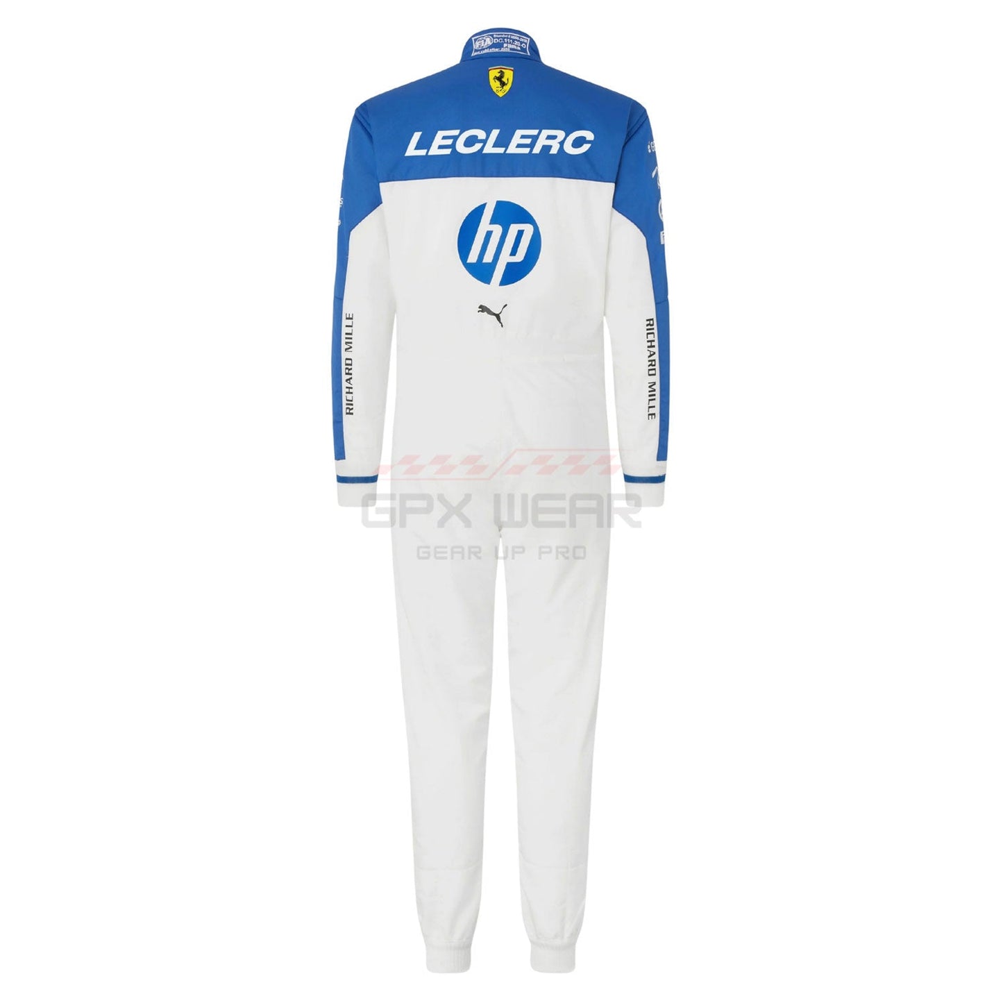 Back View of 2025 Charles Leclerc Miami GP F1 Racing Suit - GPX Wear