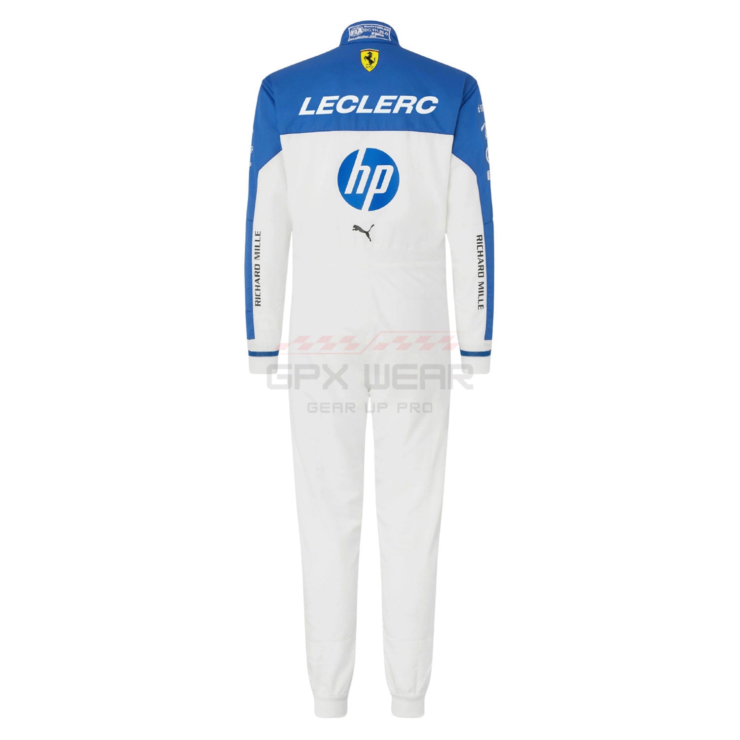 Back View of 2025 Charles Leclerc Miami GP F1 Racing Suit - GPX Wear