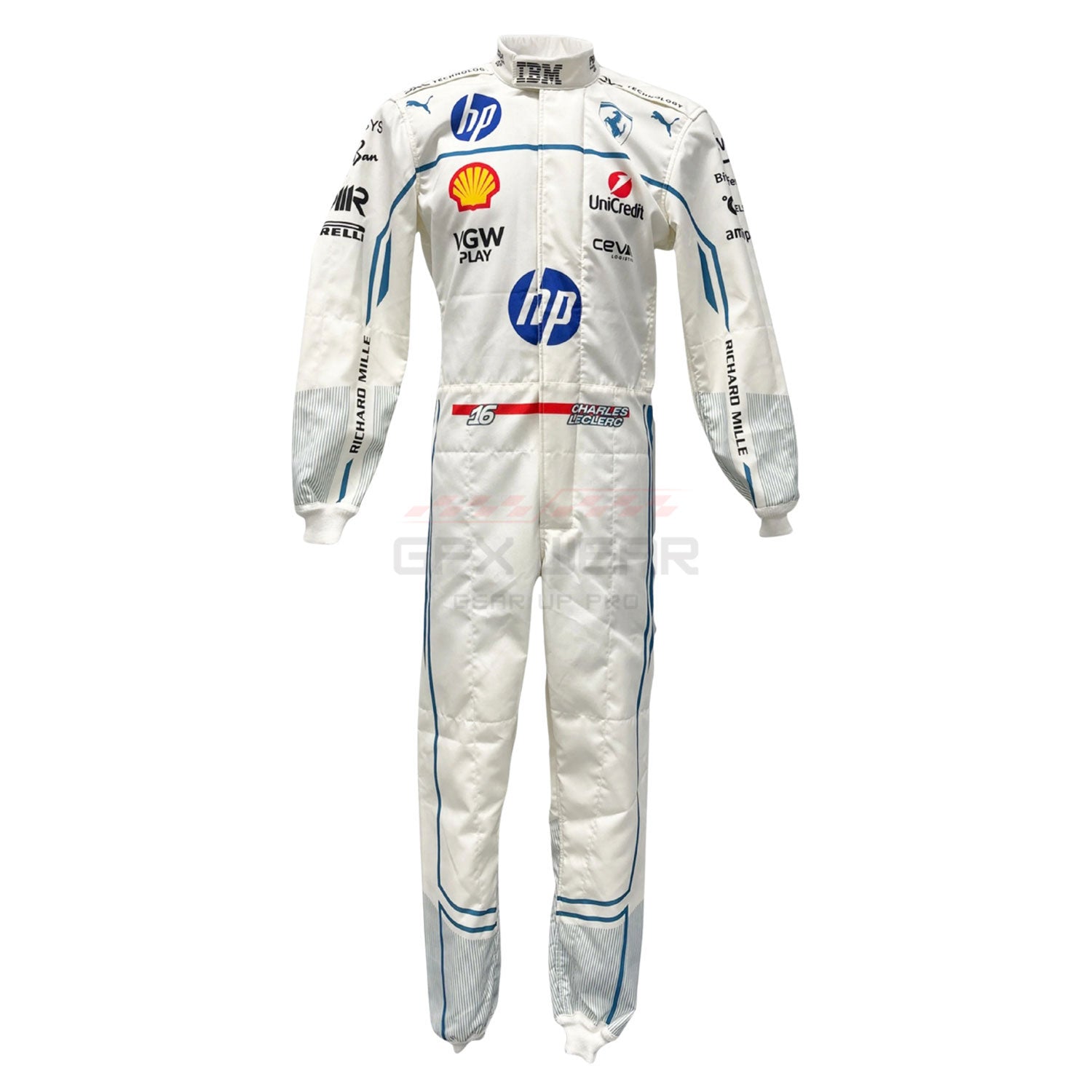 Full View of 2025 Charles Leclerc Monaco GP f1 Racing Suit Team Ferrari