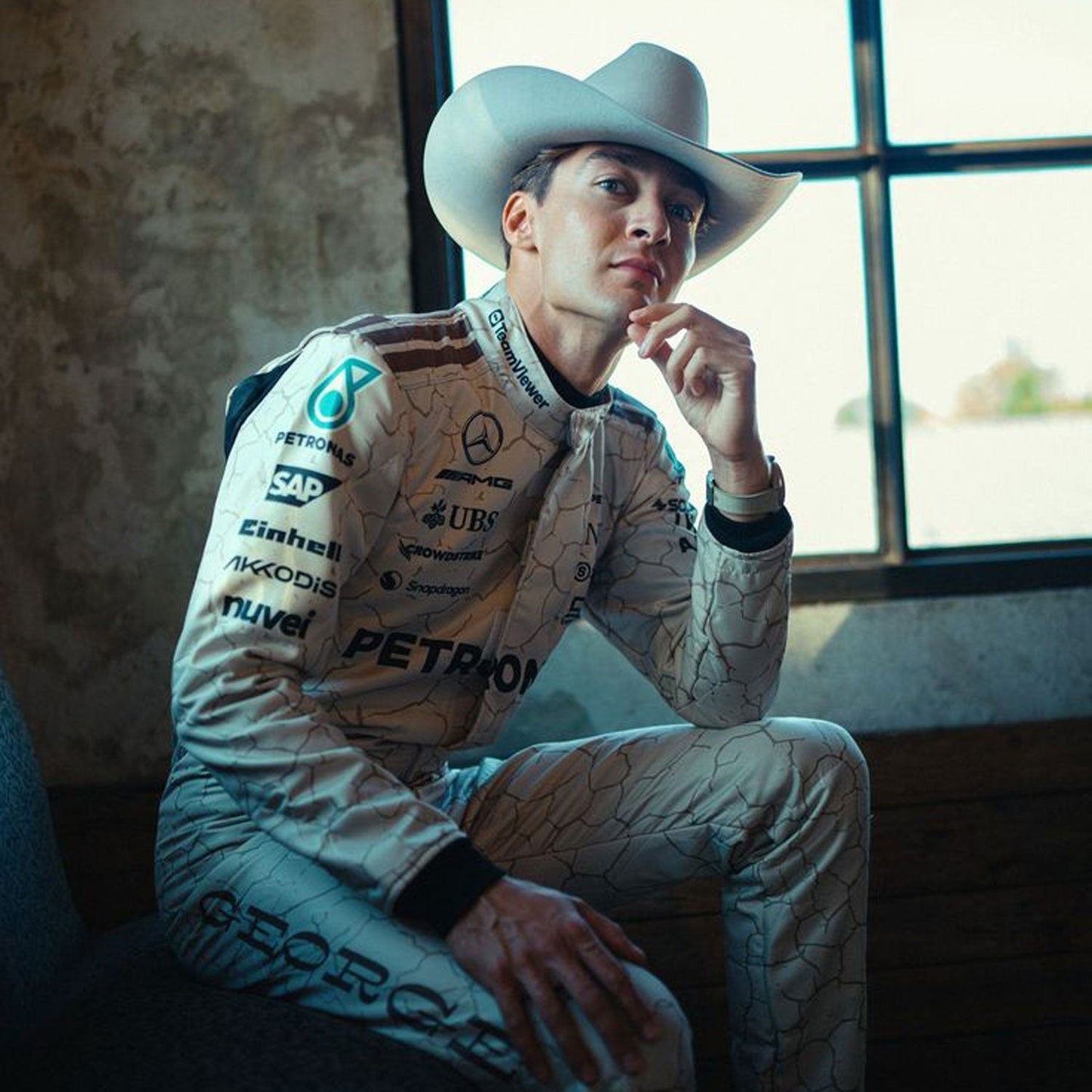 2025 George Russell USA Austin GP F1 Racing Suit Team Mercedes