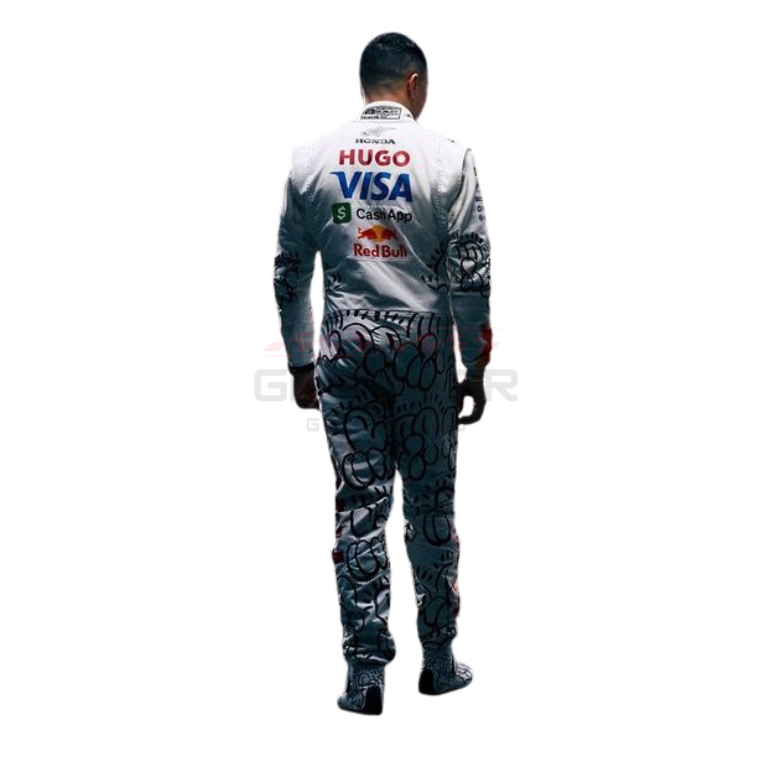 Back view  of 2025 Isack Hadjar British GP F1 Racing Suit Team Racing Bulls