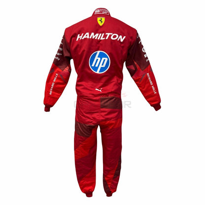 Red Lewis Hamilton 2025 Las Vegas GP F1 racing suit with 'Hamilton' and 'hp' logos - GPX WEAR