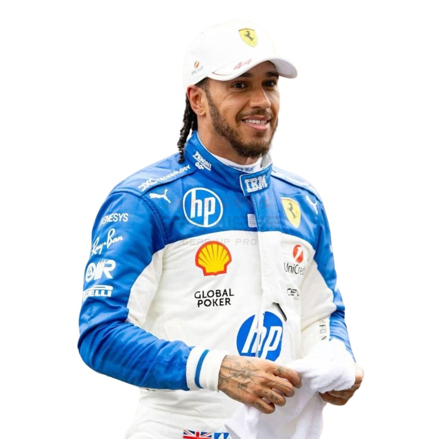 2025 Lewis Hamilton Wearing Miami GP F1 Racing Suit Team Ferrari