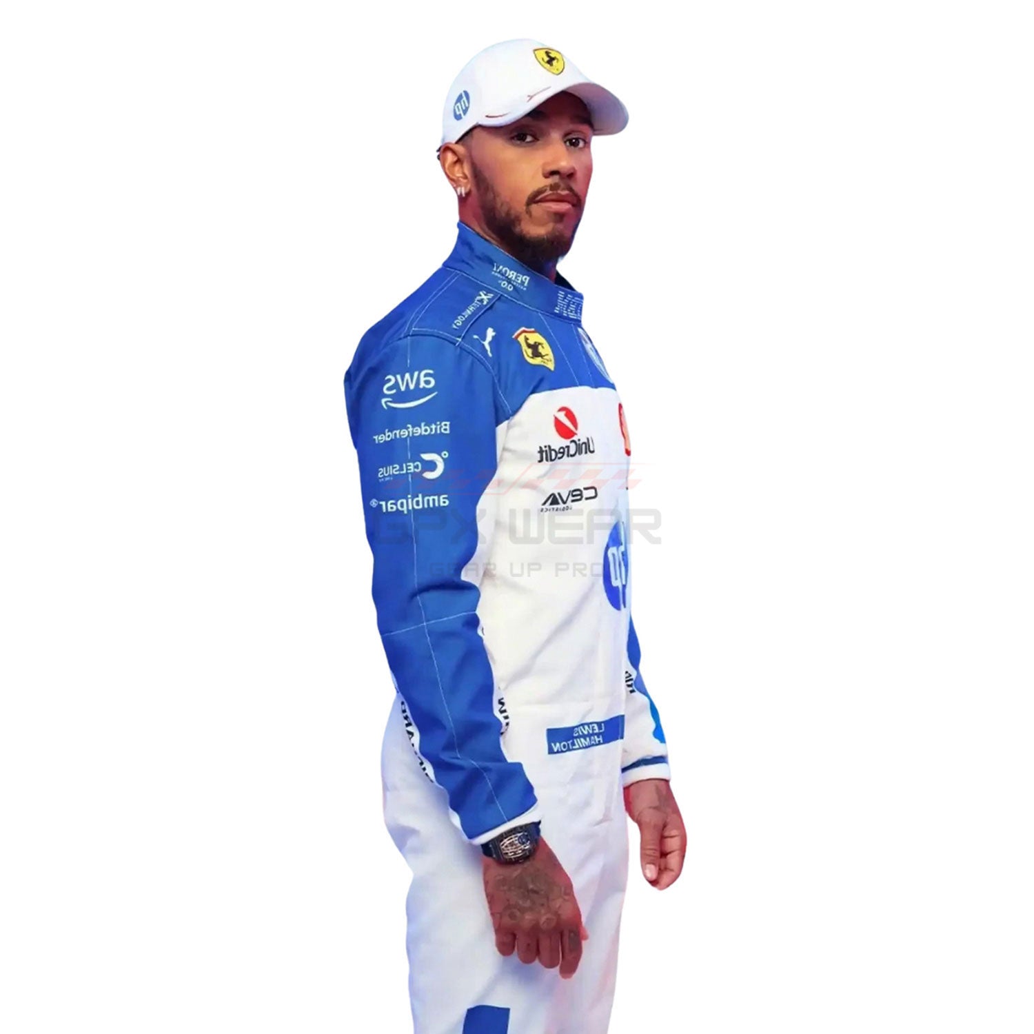 2025 Lewis Hamilton Wearing Miami GP F1 Racing Suit - GPX Wear