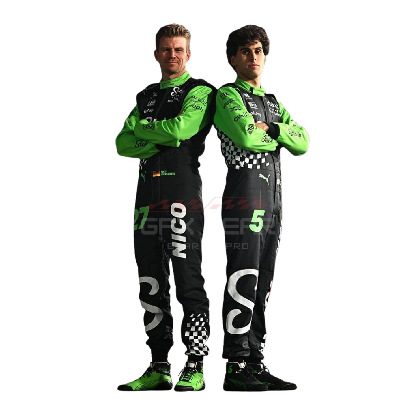 2025 Nico Hulkenberg And gabriel both wearing Las Vegas F1 Racing Suit Team Kick Sauber - GPX Wear