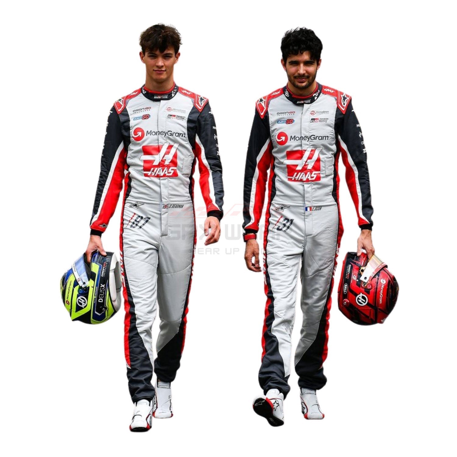 2025 Oliver Bearman And Esteban Ocon 200th race look Canadian GP F1 Racing Suit Team Haas - GPX Wear