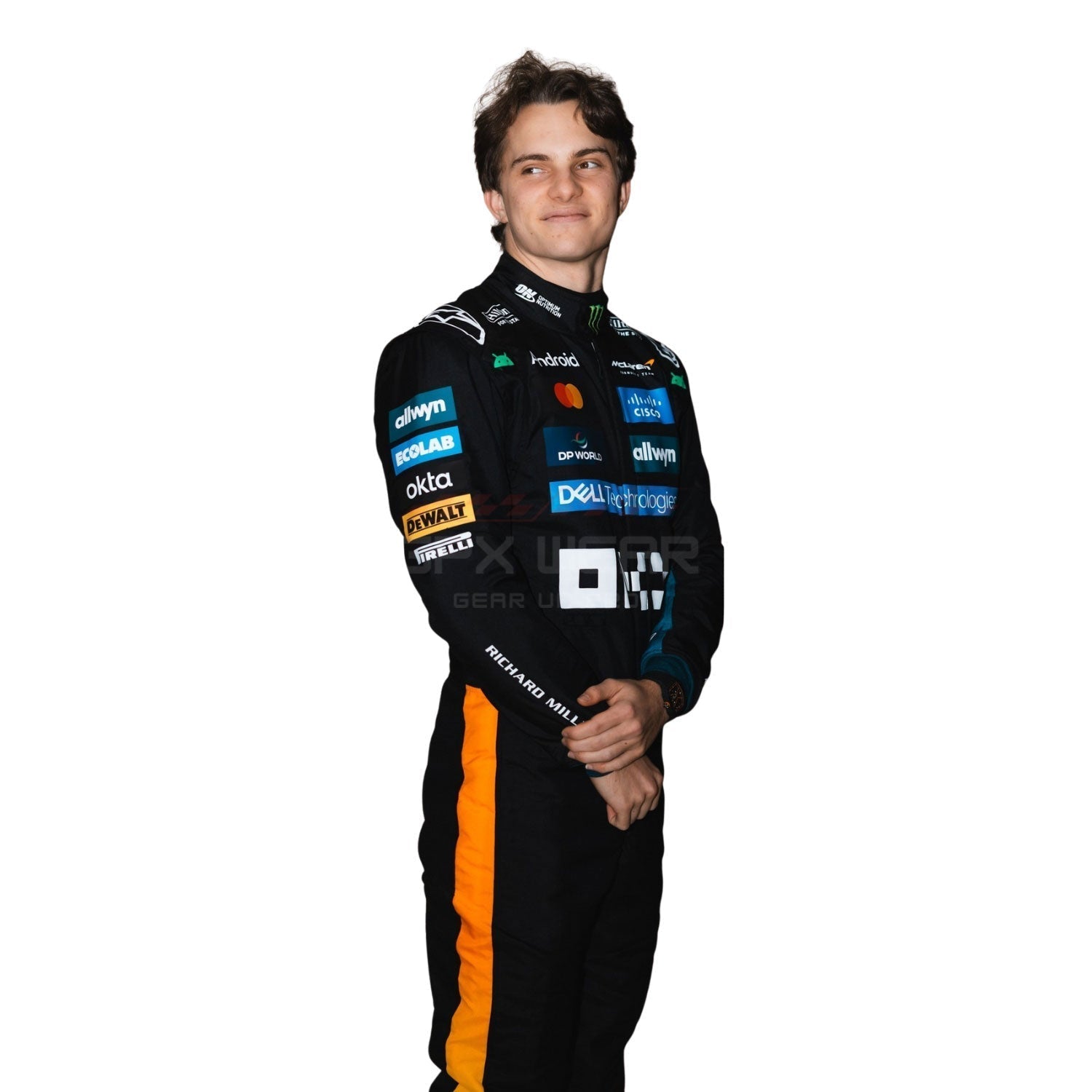 Side Profile of 2025 Oscar Piastri Abu Dhabi GP F1 Racing Suit Team McLaren