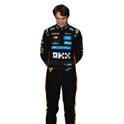 Front View of 2025 Oscar Piastri Abu Dhabi GP F1 Racing Suit Team McLaren