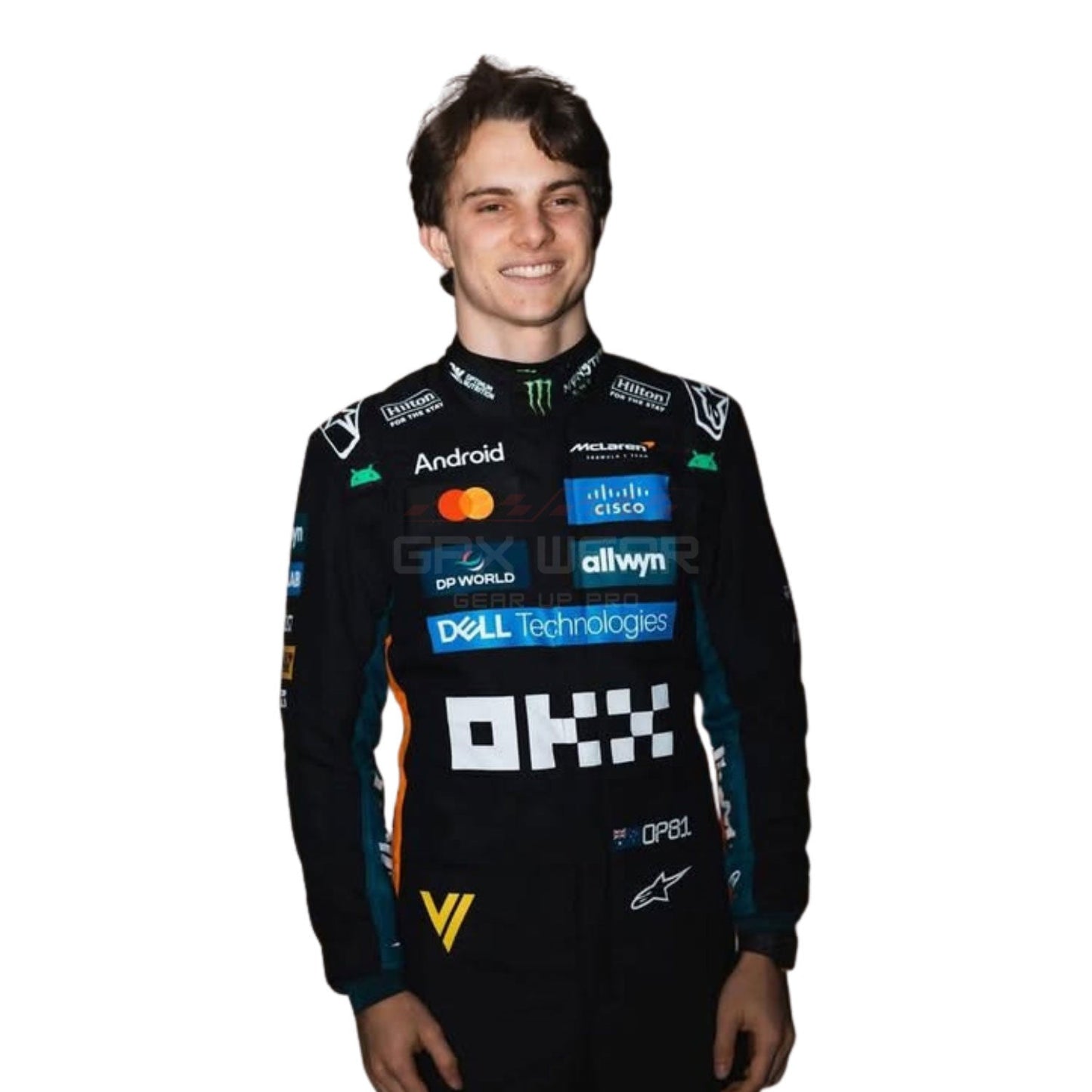 2025 Oscar Piastri Smile While Wearing Abu Dhabi GP F1 Racing Suit Team McLaren