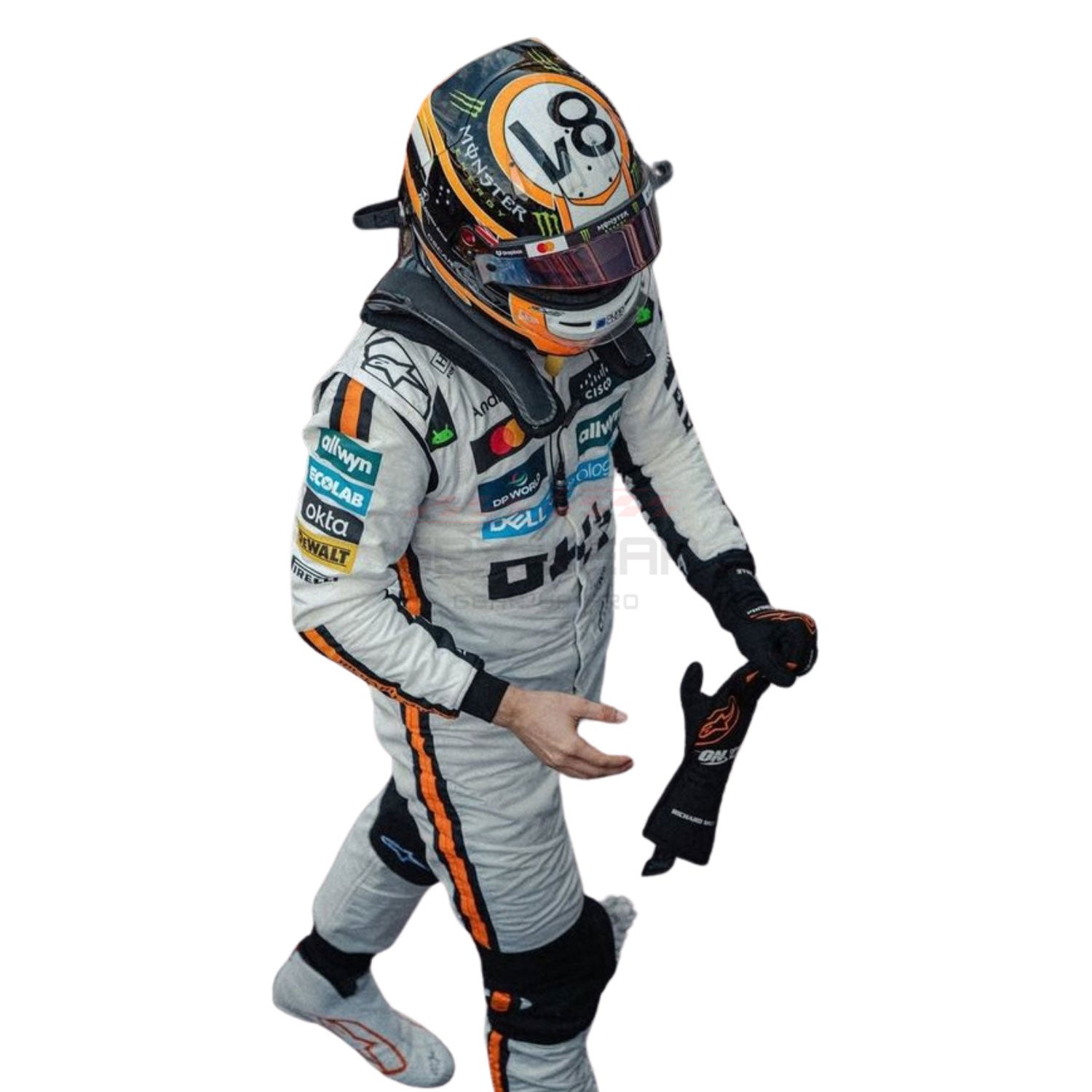 2025 Oscar Piastri wearing Monaco GP F1 Racing Suit with helmet and gloves