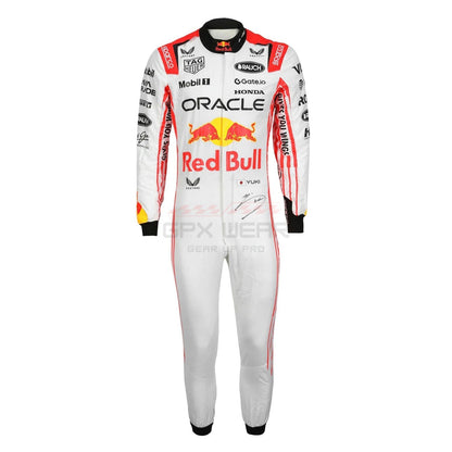 Full View of 2025 Yuki Tsunoda Japanese GP F1 Racing Suit Team Red Bull