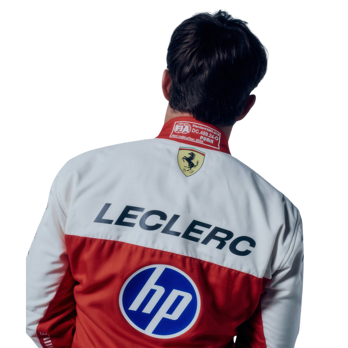 Charles Leclerc 2026 USGP Ferrari F1 racing suit with various sponsor logos - GPX WEAR
