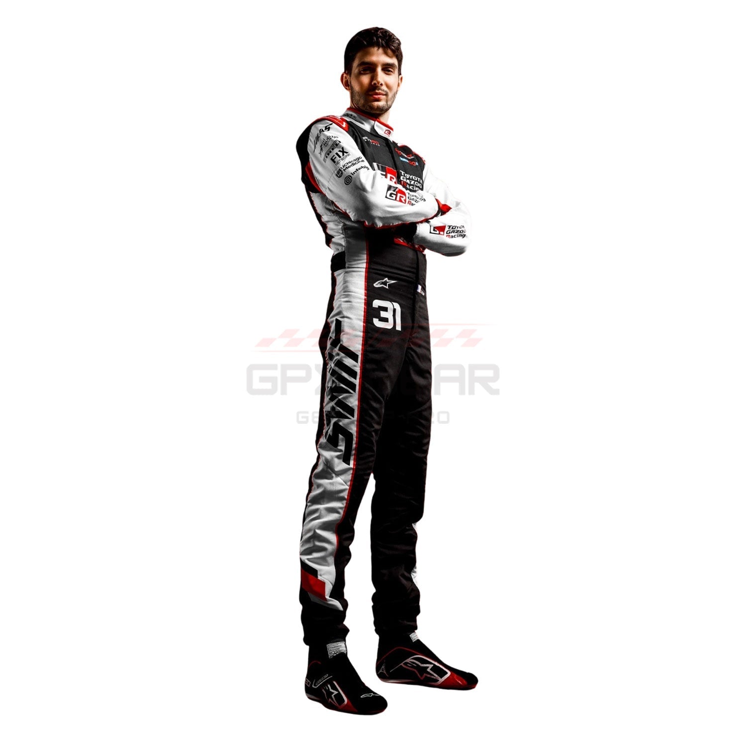 Full View of 2026 Esteban Ocon F1 Racing Suit Team Haas