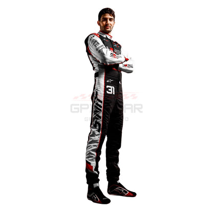 Full View of 2026 Esteban Ocon F1 Racing Suit Team Haas