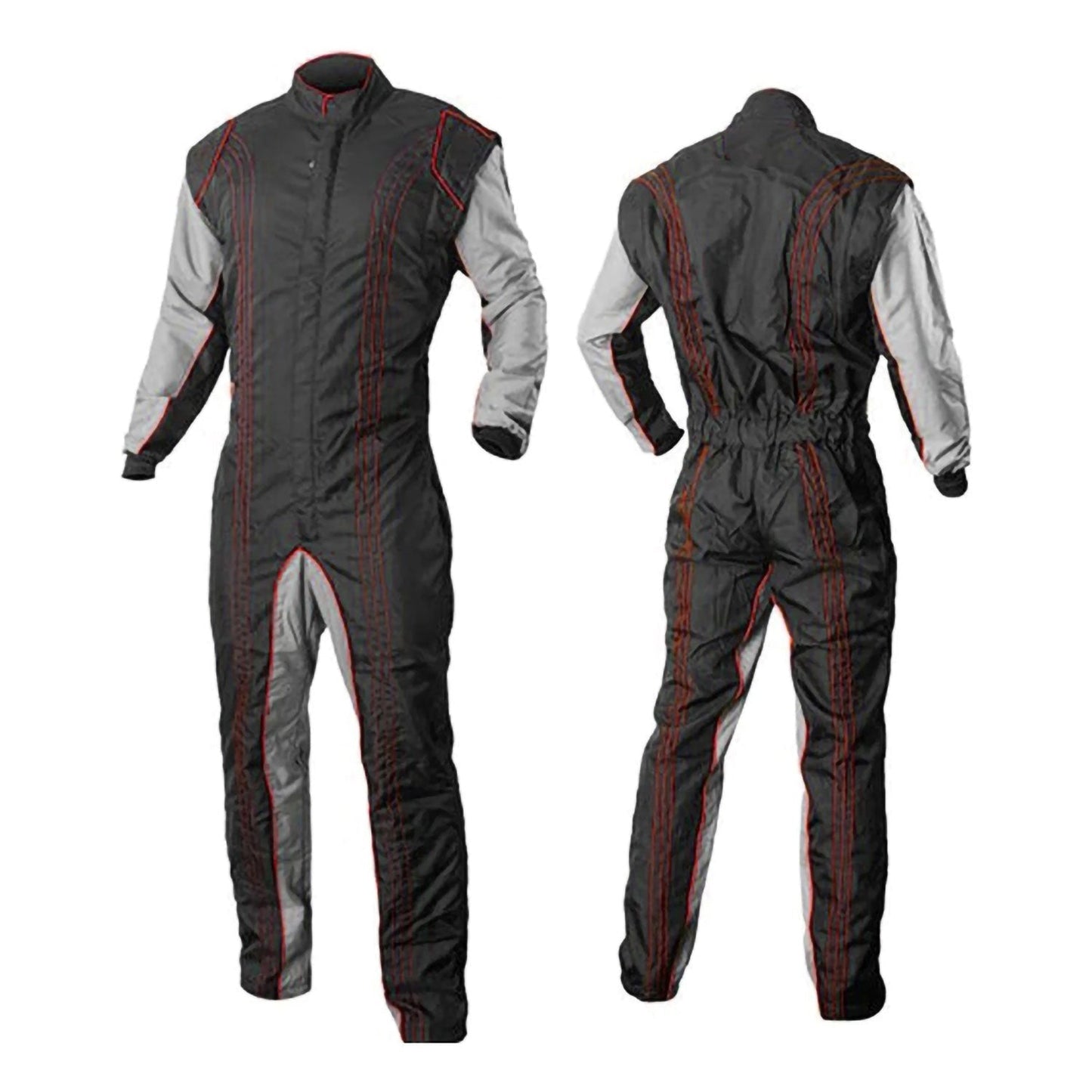 Black Gray Go-Kart Racing Suit