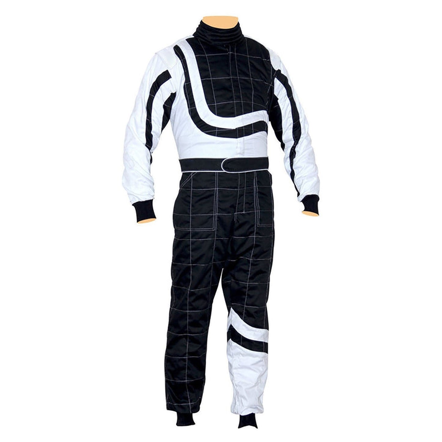 Black White Go-Kart Driver Race Wear Outfit