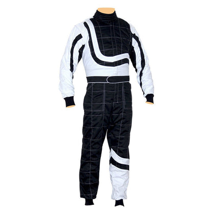 Black White Go-Kart Driver Race Wear Outfit