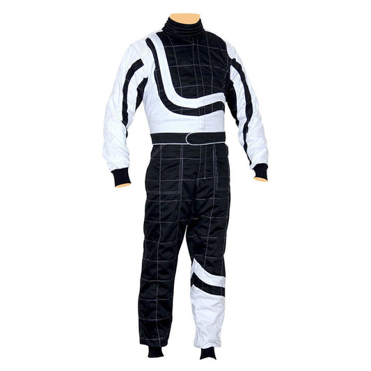 Black White Go-Kart Driver Race Wear Outfit