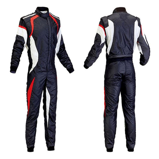Black White Kart Race Cordura One Piece Suit