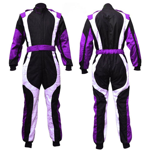 Black White Violet Go-Kart Car Driver Racing Costume