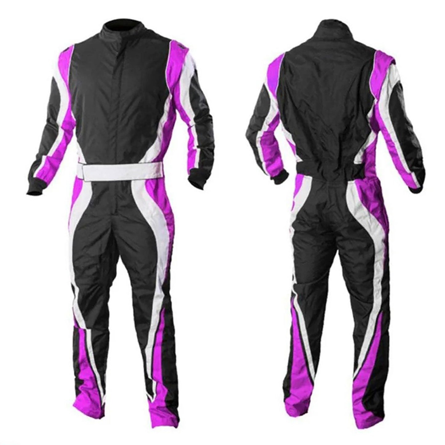 Black, Violet, White Go-Kart Driver Racing Wear