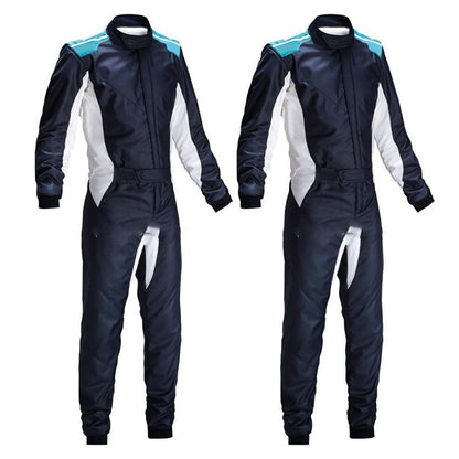 Blue White Karting Driver Race Outfit