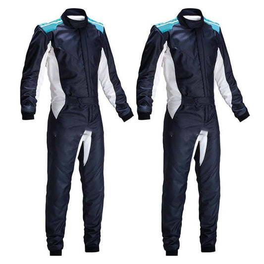 Blue White Karting Driver Race Outfit