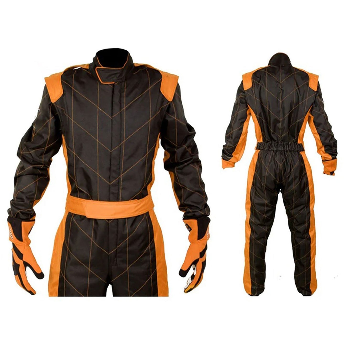 Brown and Orange Go-Kart Driver Racing Costume