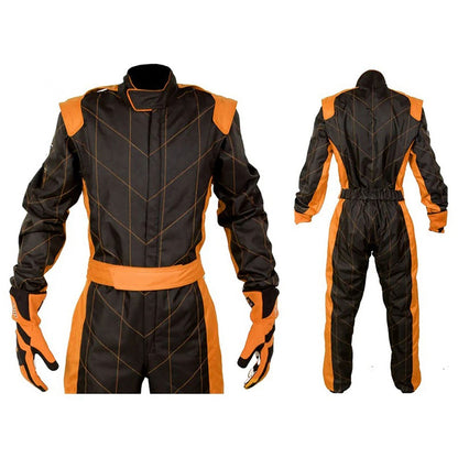 Brown and Orange Go-Kart Driver Racing Costume