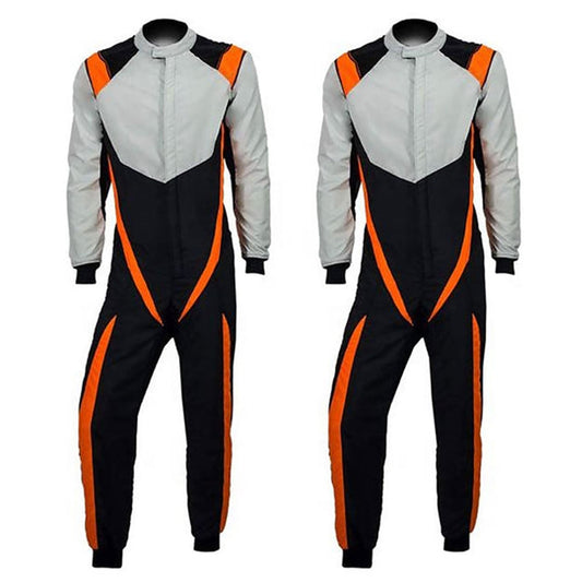 Gray/Black/Orange Karting Racing Outfit