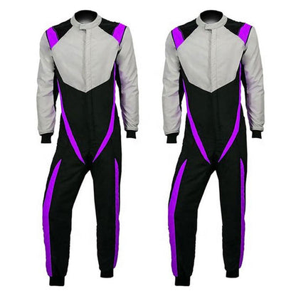 Gray Black Violet Go-Kart Racewear Outfit