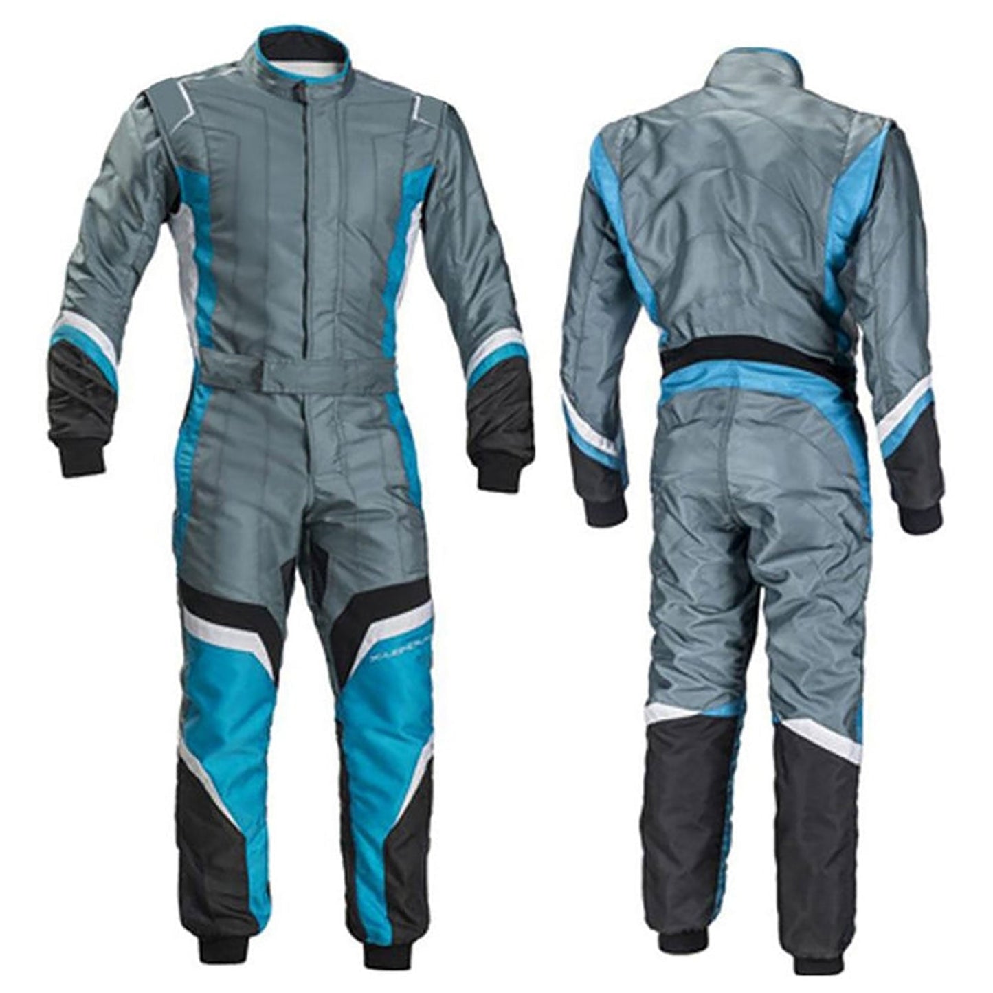 Gray/Blue Go-Kart Driver Race Gear