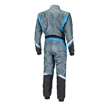 Gray/Blue Go-Kart Driver Race Gear