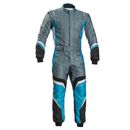 Gray/Blue Go-Kart Driver Race Gear