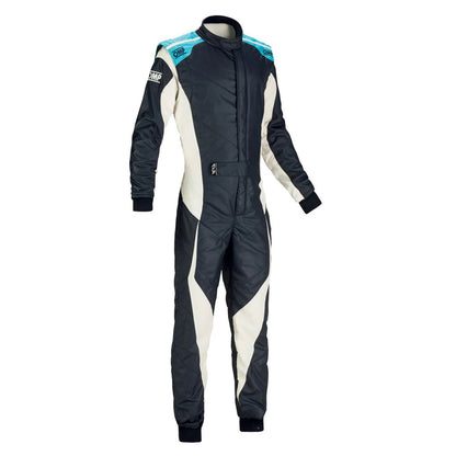 OMP Black White Light Blue Tecnica Evo Racing Suit - GPX Wear