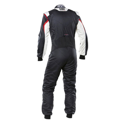 Back View of OMP Black White Red Tecnica Evo Racing Suit - GPX Wear