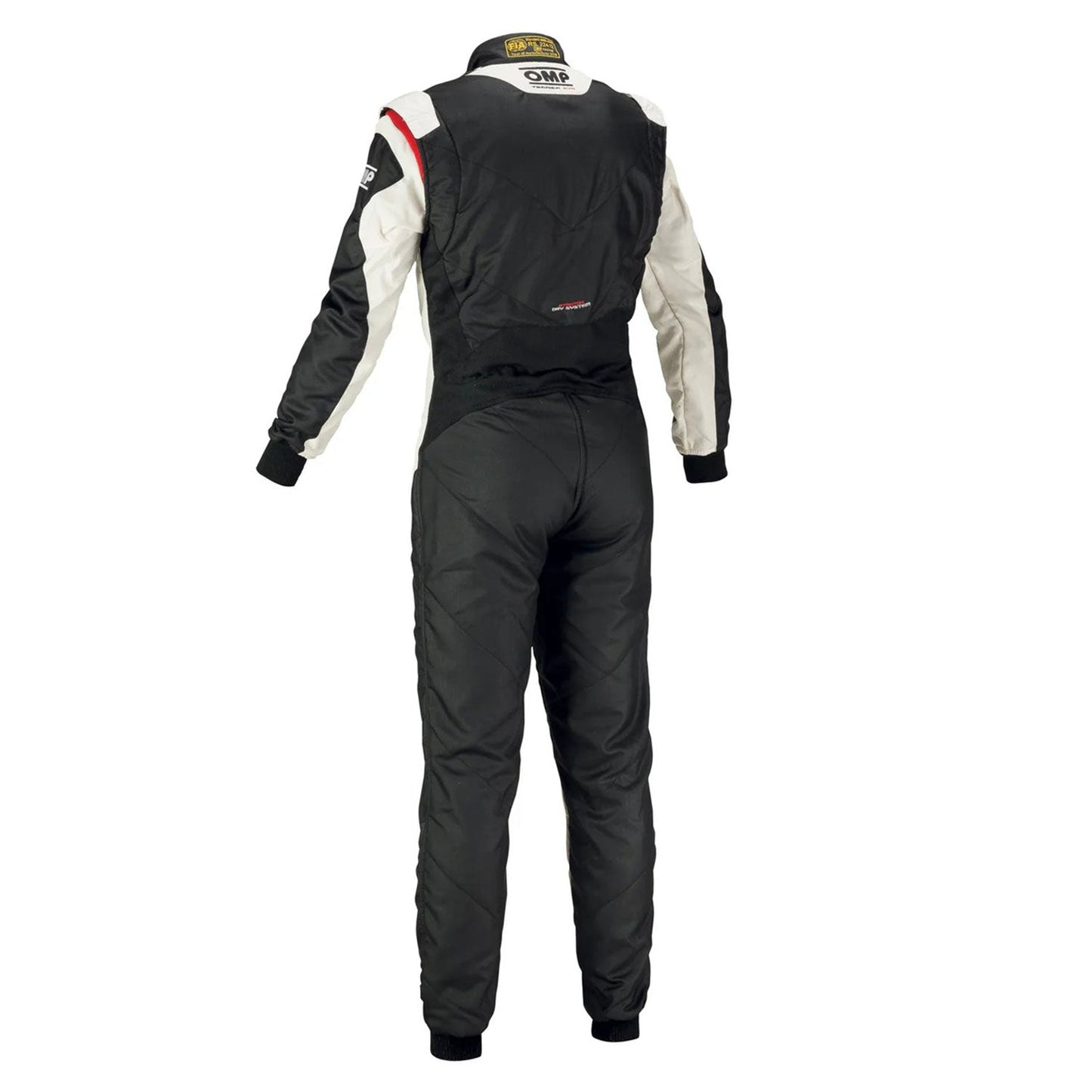 Back View of OMP Black White Tecnica Evo Racing Suit - GPX Wear