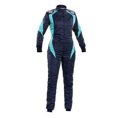 OMP FIRST ELLE Navy Blue/Light Blue Women's Go Kart Racing Suit - GPX Wear