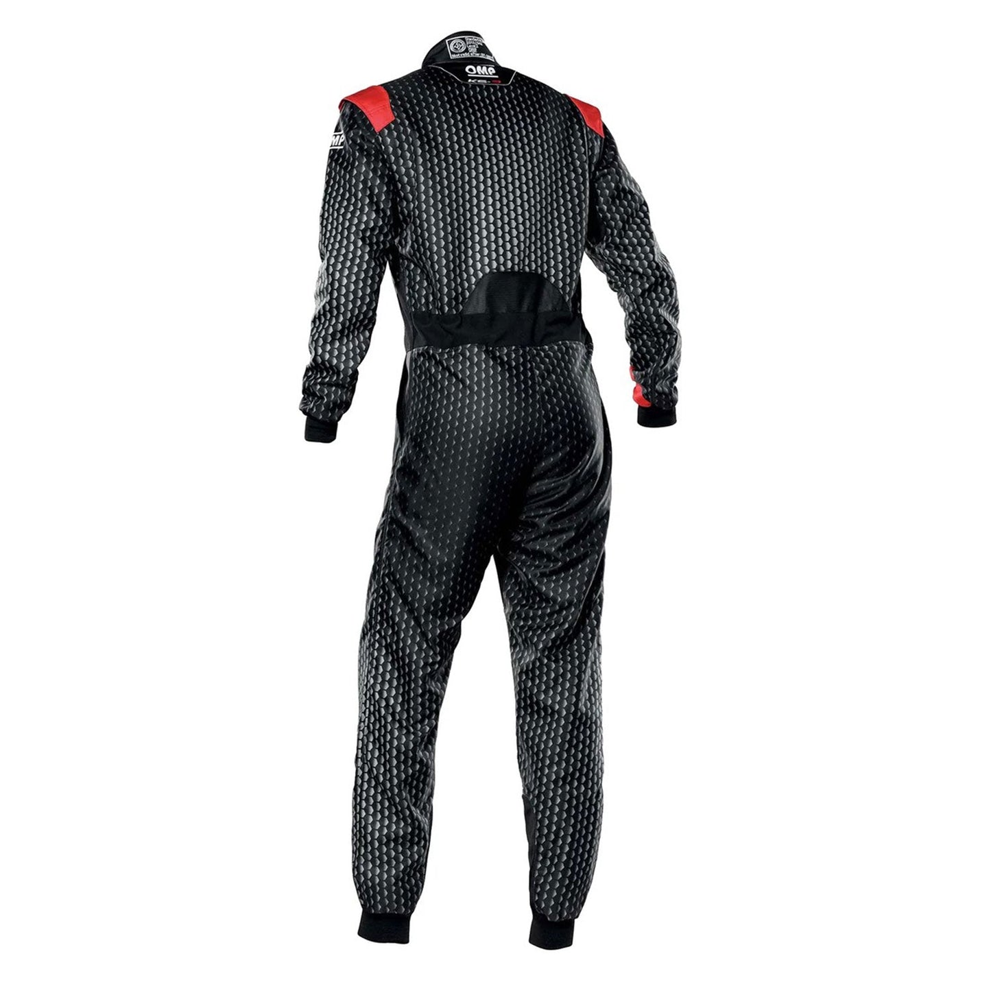 Back View of OMP KS-3 ART Go Kart Racing Suit - Black/Red - GPX Wear