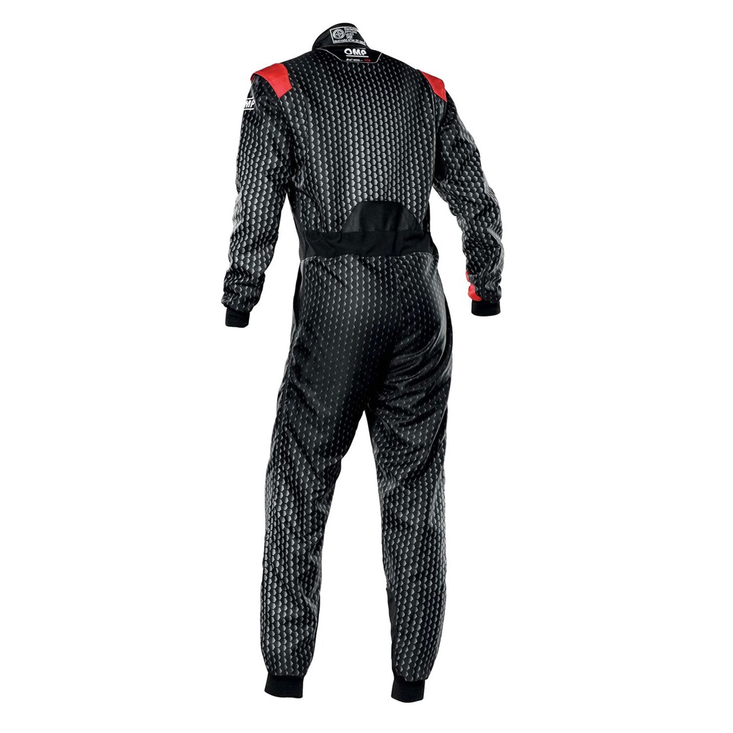 Back View of OMP KS-3 ART Go Kart Racing Suit - Black/Red - GPX Wear