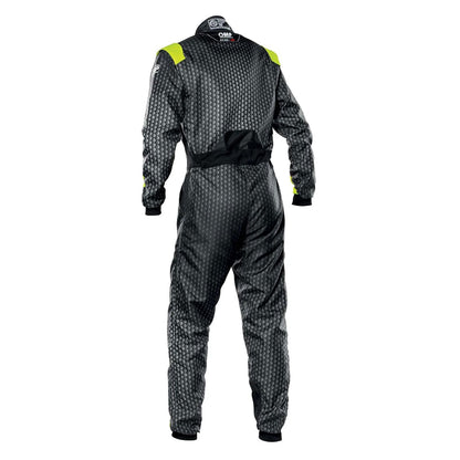 Back View of OMP KS-3 ART Go Kart Racing Suit - Black/Yellow - GPX Wear