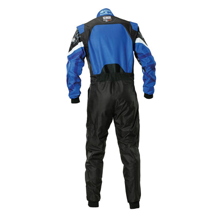 Back View of OMP KS-3X ART Style 1 Blue/Black Karting Suit - GPX Wear