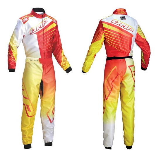 OMP KS 1-R White, Yellow, Orange Karting Suit - GPX Wear