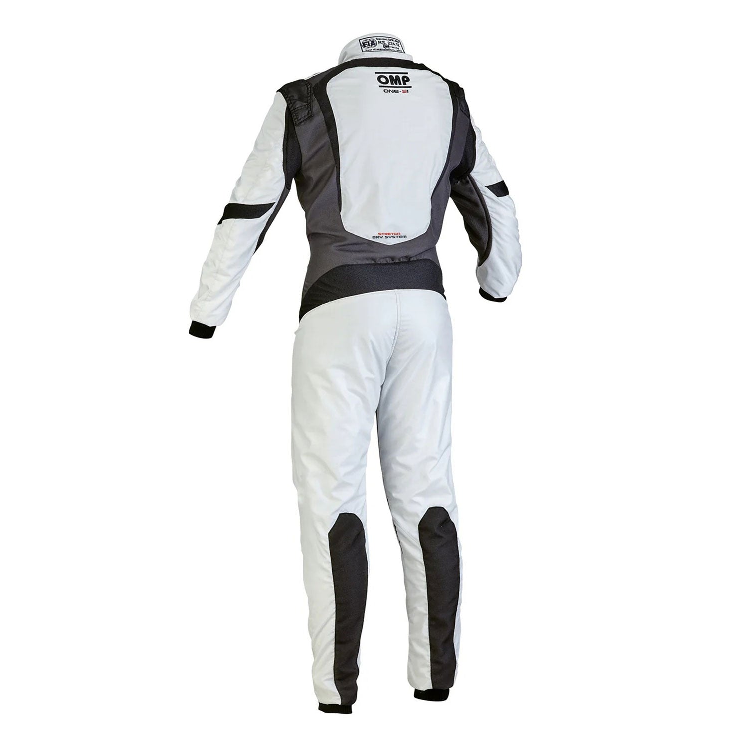 Back View of OMP ONE-S1 White Black Go Kart Racing Suit - GPX Wear